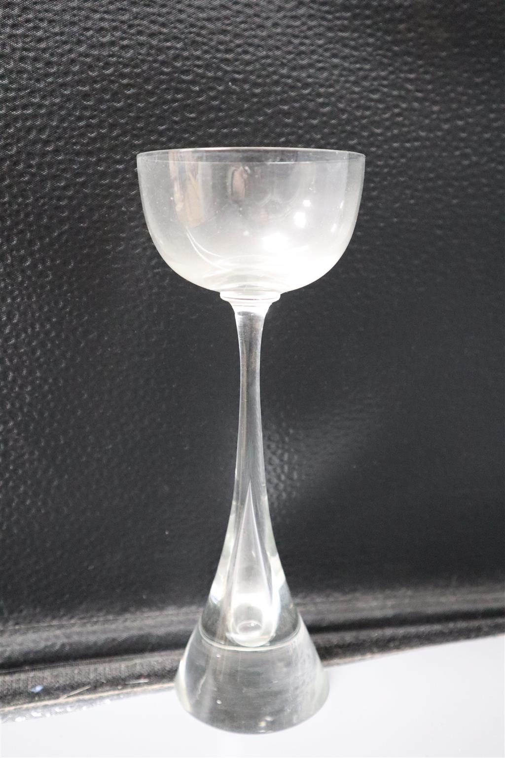 Four Scandinavian tear drop wine glasses, height 18.5cm